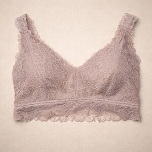 Maurices Soft Pink Lace Bralette 1X Floral Stretch Scalloped Trim Boho Feminine